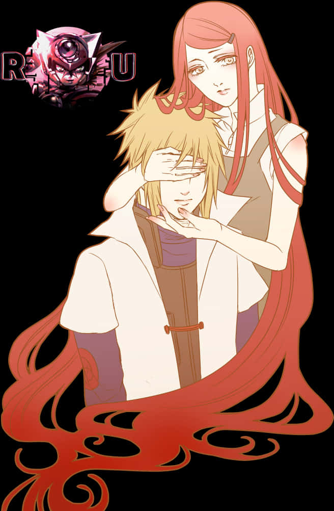 Minatoand Kushina Anime Artwork PNG with transparent background