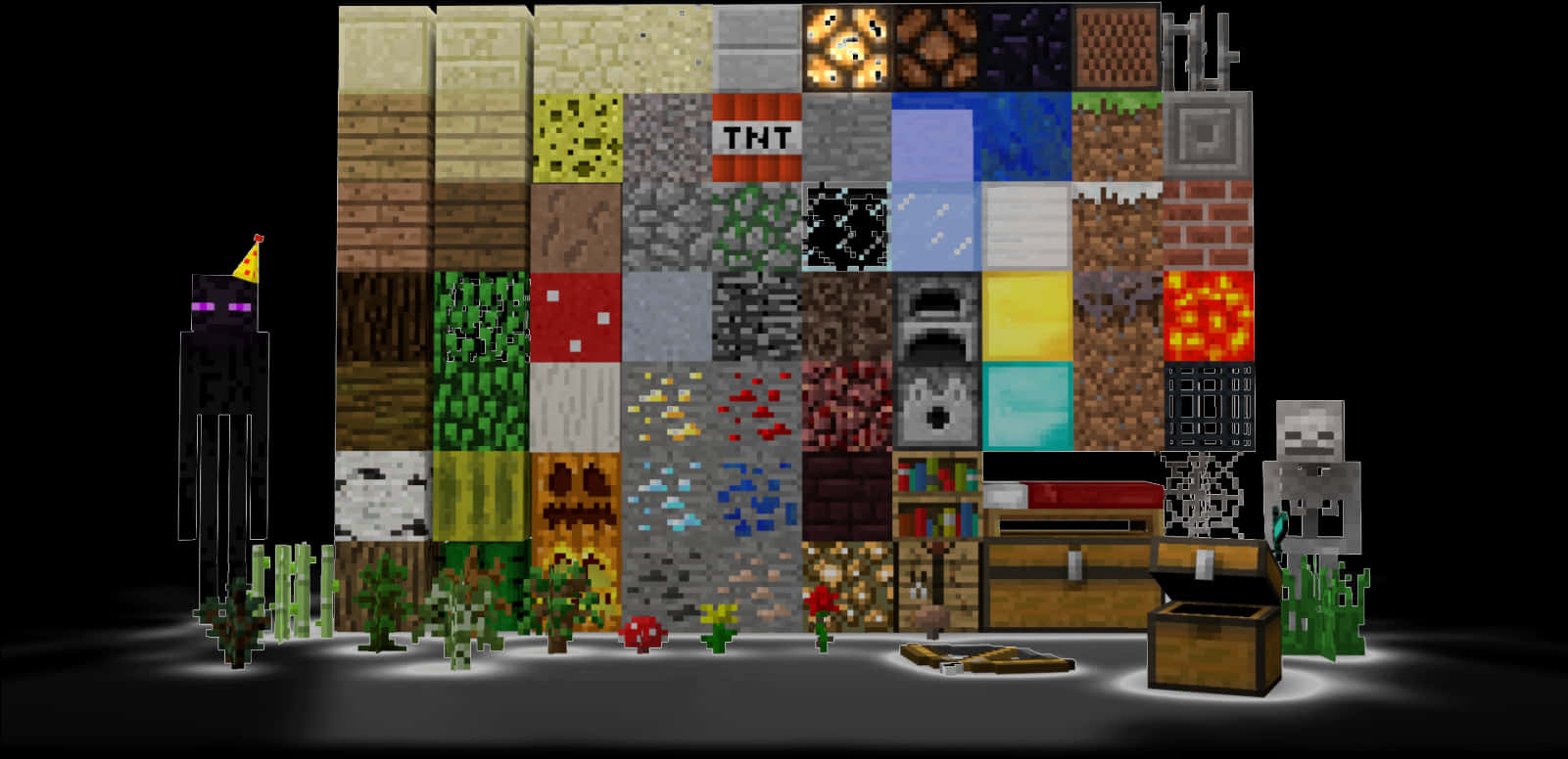 Minecraft Blocksand Items Showcase PNG with transparent background