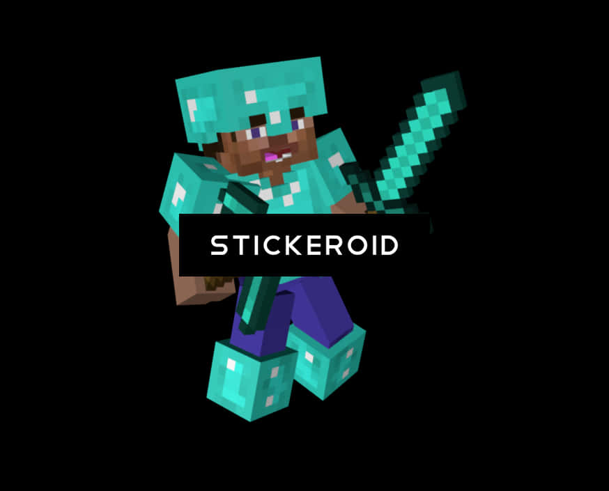 Minecraft Character Diamond Armor Sword PNG with transparent background