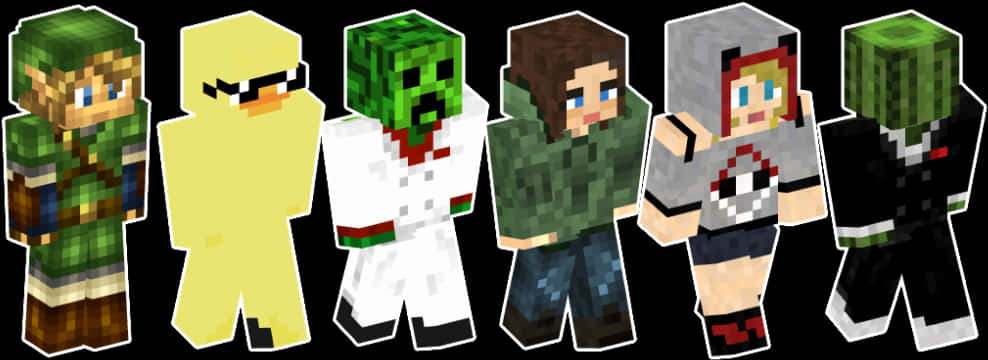 Minecraft_ Character_ Lineup PNG with transparent background
