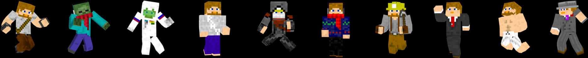 Minecraft_ Character_ Skins_ Showcase PNG with transparent background