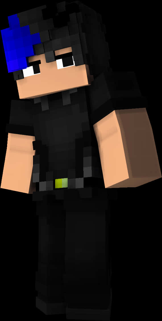 Minecraft_ Character_ With_ Blue_ Hair PNG with transparent background