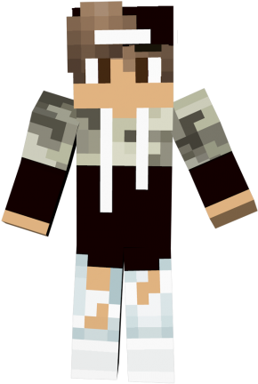 Minecraft_ Character_with_ Headband_and_ Camo_ Jacket