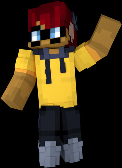 Minecraft Character With Red Hairand Yellow Shirt PNG with transparent background