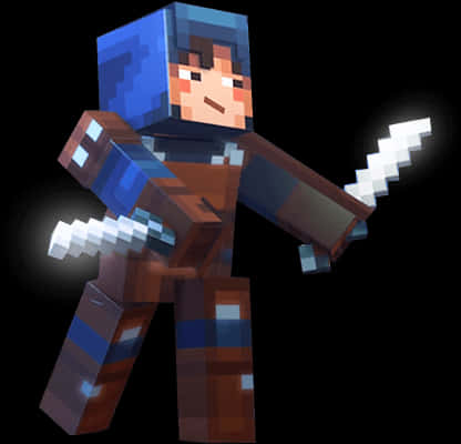 Minecraft Character With Sword PNG with transparent background