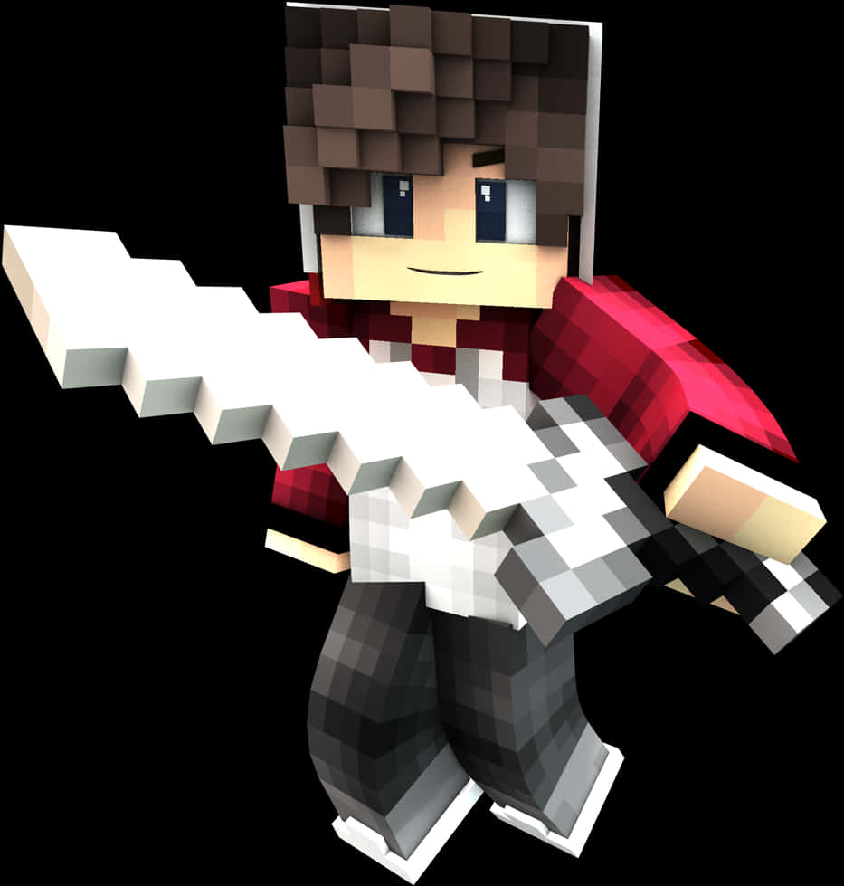 Minecraft Character With Sword PNG with transparent background