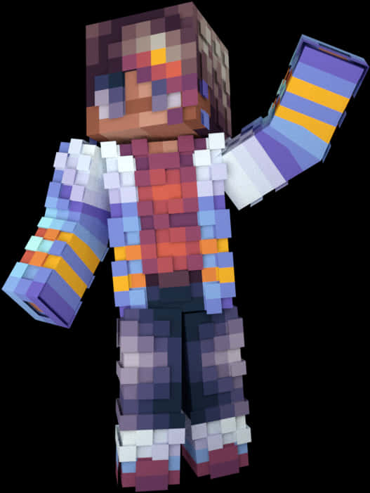 Minecraft Characterin Colorful Armor PNG with transparent background