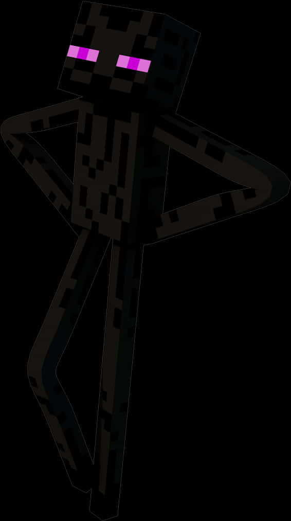 Minecraft_ Enderman_ Character PNG with transparent background