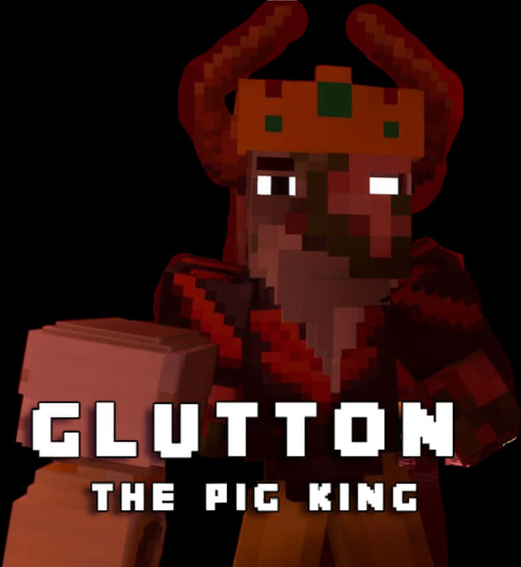 Minecraft_ Glutton_ Pig_ King_ Character PNG with transparent background