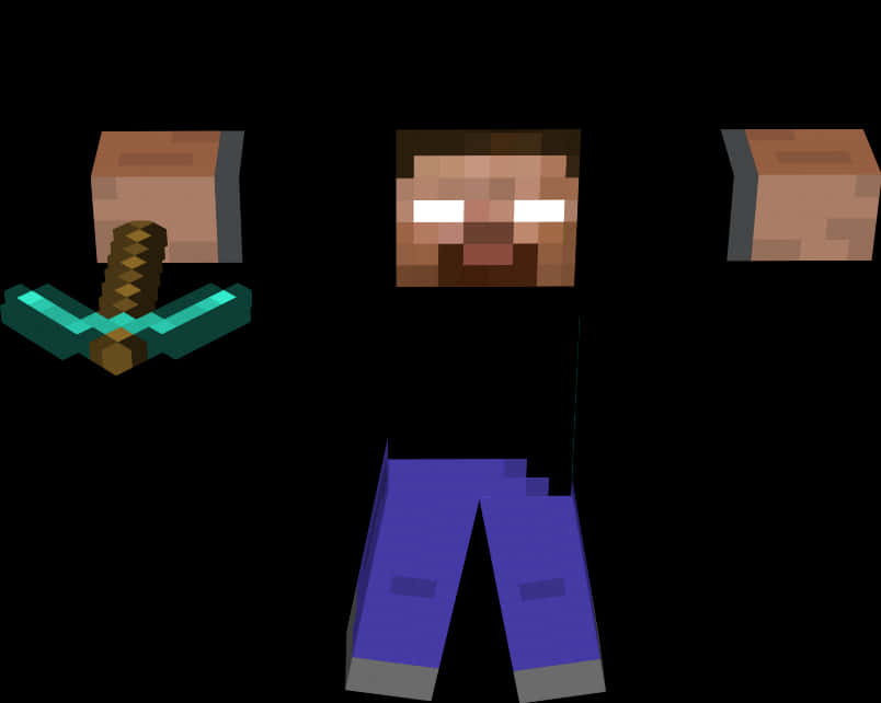 Minecraft Herobrine Disassembled PNG image with a transparent background, free high-resolution download