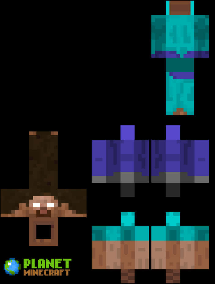 Minecraft Herobrine Skin Layout PNG image with a transparent background, free high-resolution download