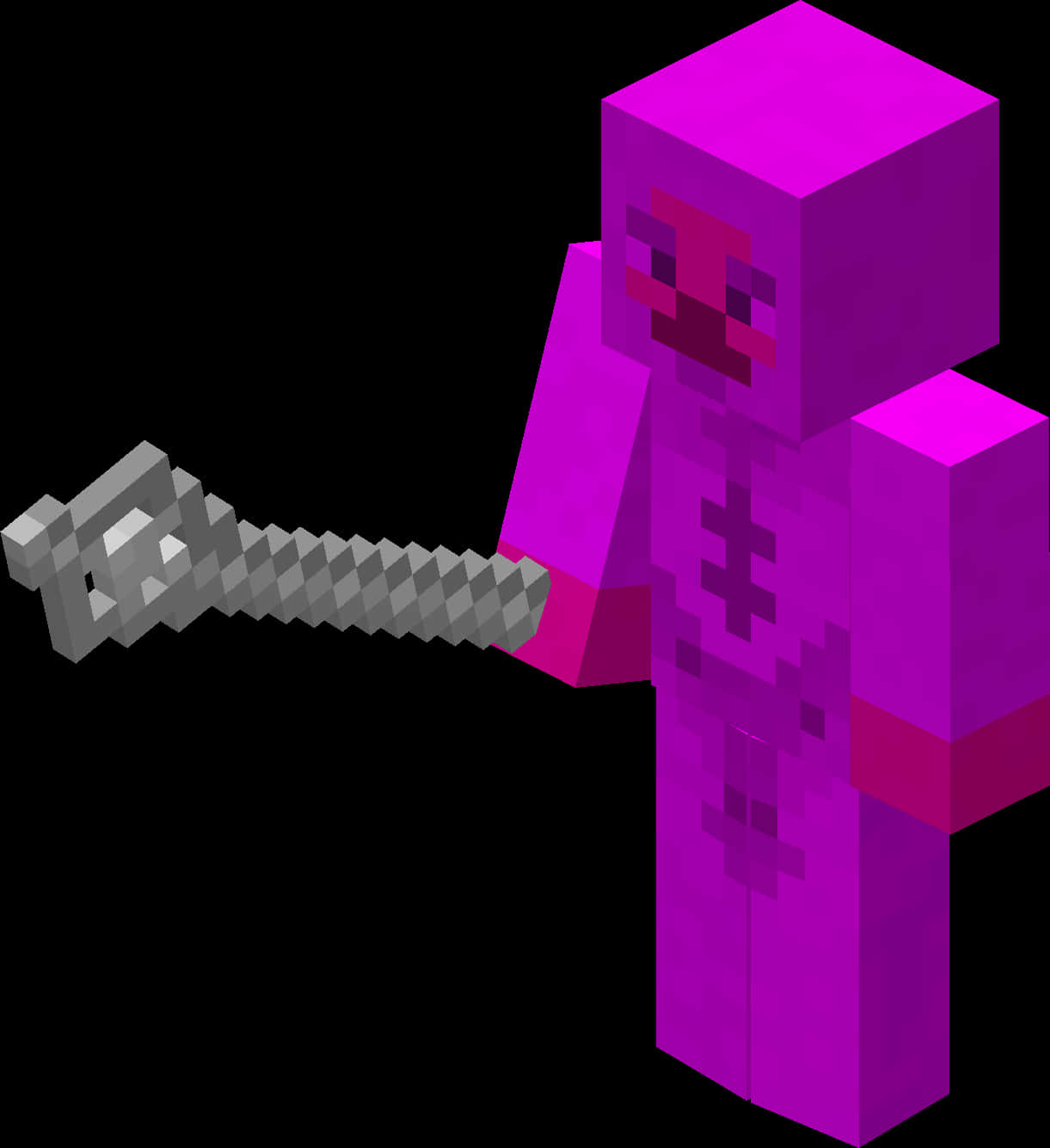 Minecraft_ Purple_ Character_ With_ Pickaxe PNG with transparent background