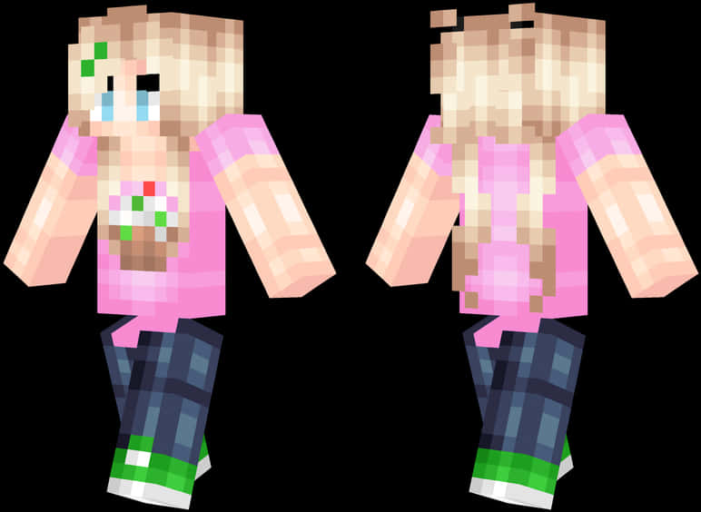 Minecraft Skin Girlwith Pink Topand Blue Jeans