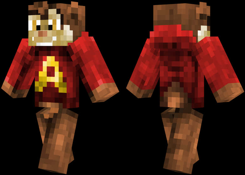 Minecraft Skin Red Hoodie Frontand Back