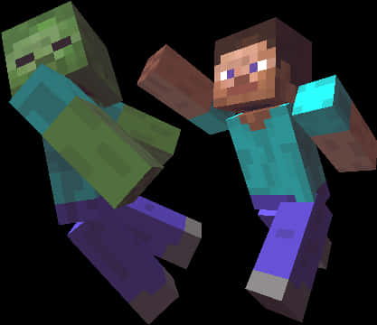 Minecraft_ Steve_and_ Zombie_ Floating