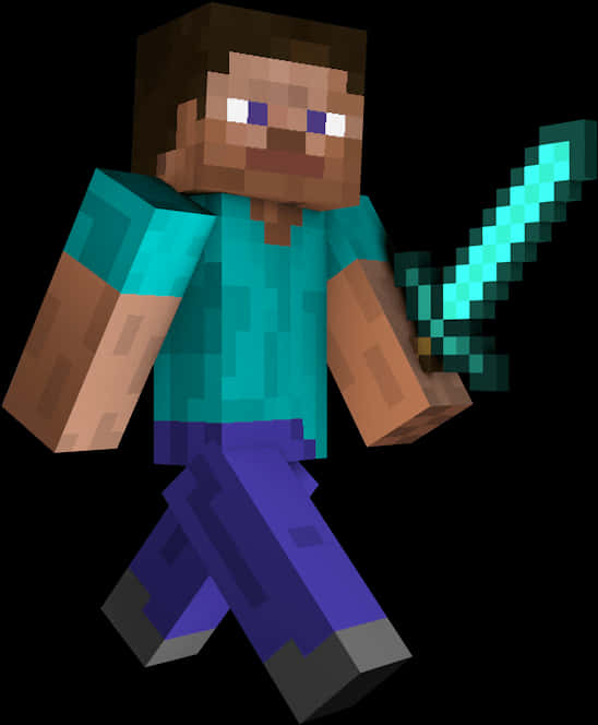 Minecraft Steve With Diamond Sword