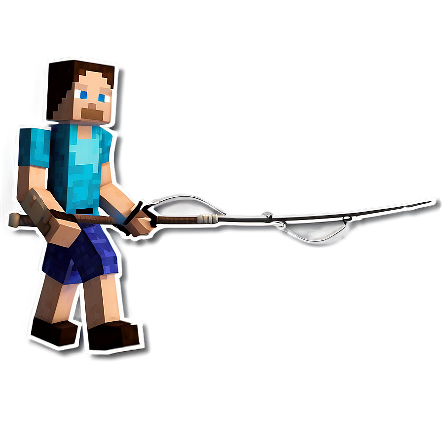 Minecraft Steve With Fishing Rod Png 05232024