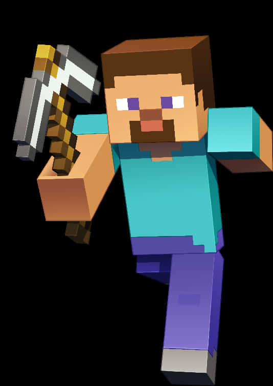 Minecraft Steve With Pickaxe PNG with transparent background