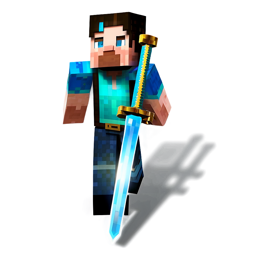 Minecraft Steve With Sword Png Qgy