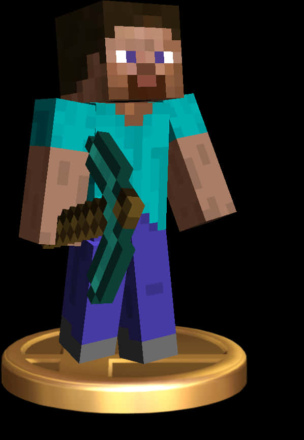 Minecraft Stevewith Pickaxe Trophy