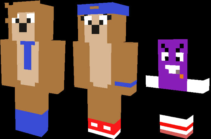 Minecraft Style Animal Characters PNG with transparent background