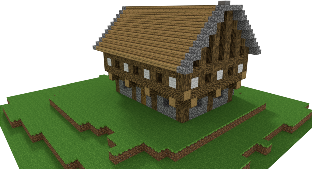 Minecraft Style Virtual Mansion Model PNG with transparent background