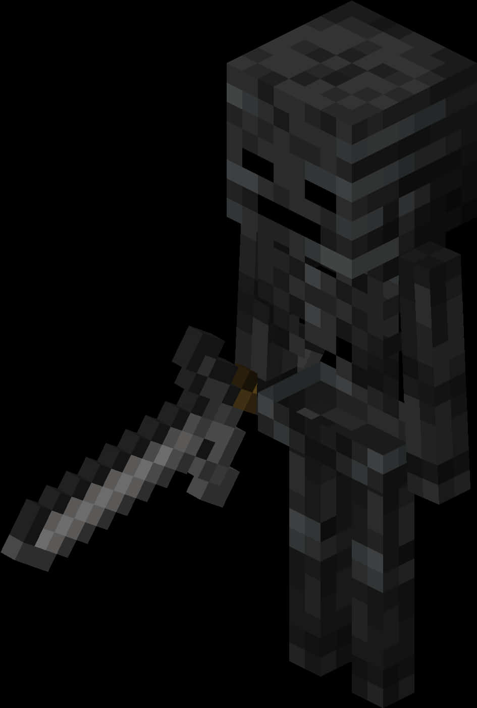 Minecraft_ Wither_ Skeleton_with_ Sword PNG with transparent background