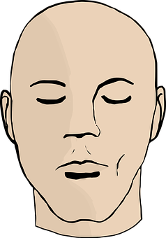 Minimalist Bald Human Face Illustration PNG with transparent background