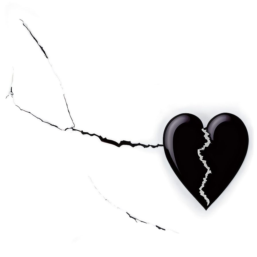 Minimalist Black Broken Heart Png Ryo66