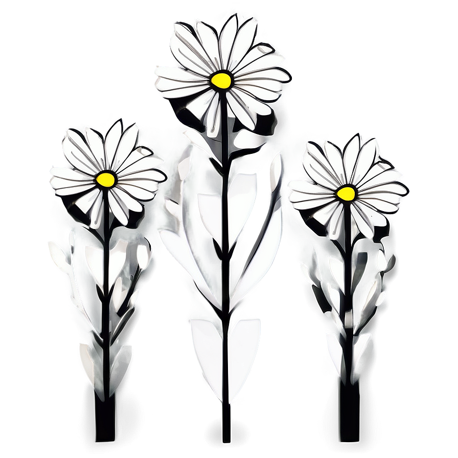 Minimalist Black White Flowers Png 75