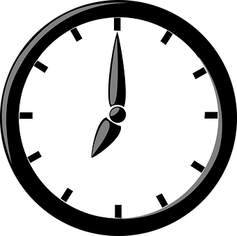 Minimalist Blackand White Clock PNG with transparent background
