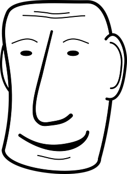Minimalist Blackand White Face Illustration PNG with transparent background