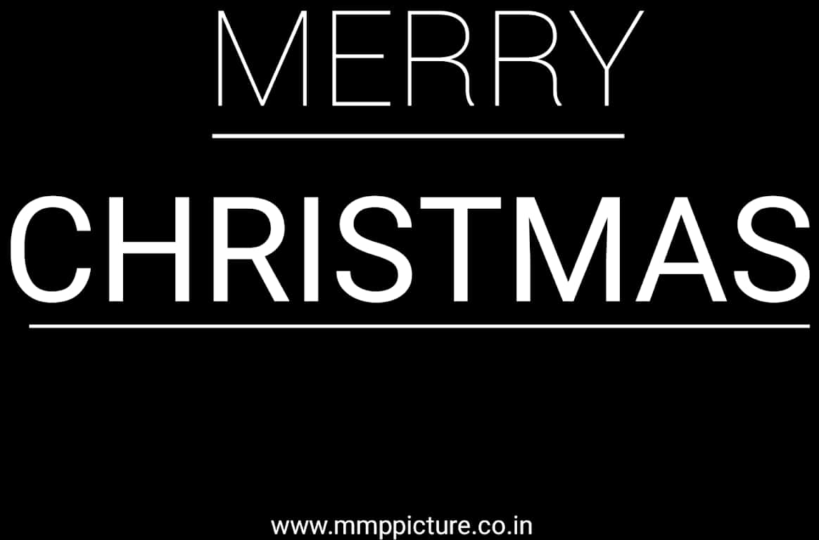 Minimalist Merry Christmas Greeting Blackand White PNG with transparent background