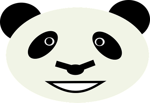 Minimalist Panda Face Graphic PNG with transparent background
