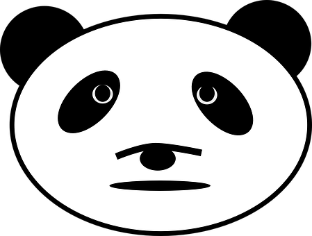 Minimalist Panda Face Graphic PNG with transparent background