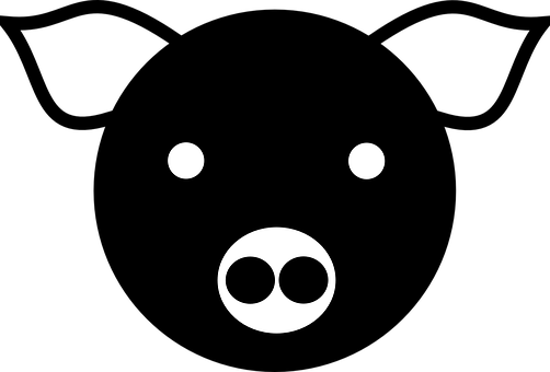 Minimalist Pig Designon Black Background PNG with transparent background