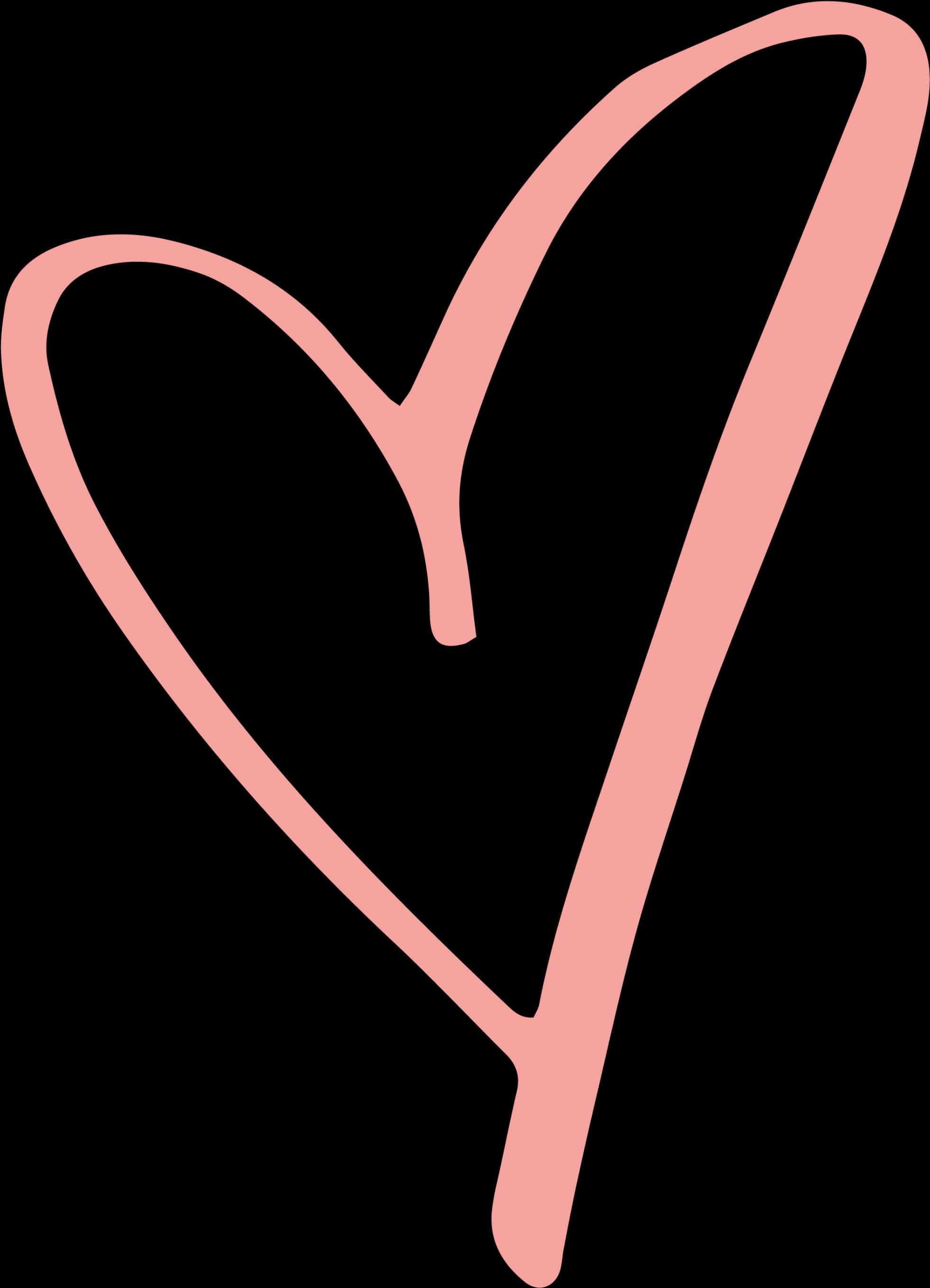 Minimalist Pink Heart Outline PNG with transparent background
