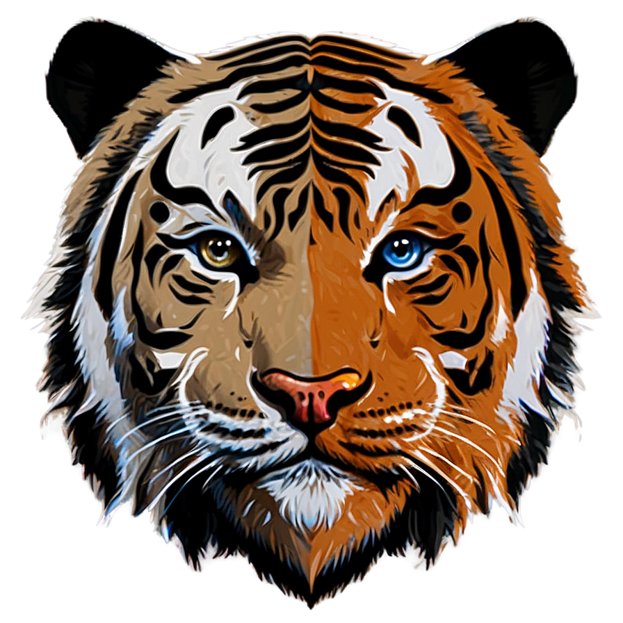 Minimalist Tiger Face Art Png 32