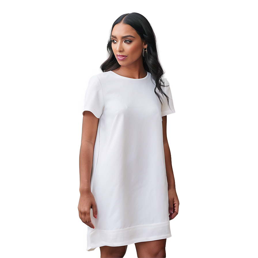 Minimalist White Shift Dress Png Mij