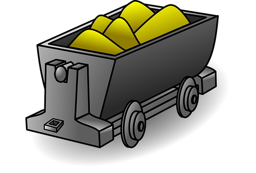 Mining Cart Fullof Gold Illustration PNG with transparent background