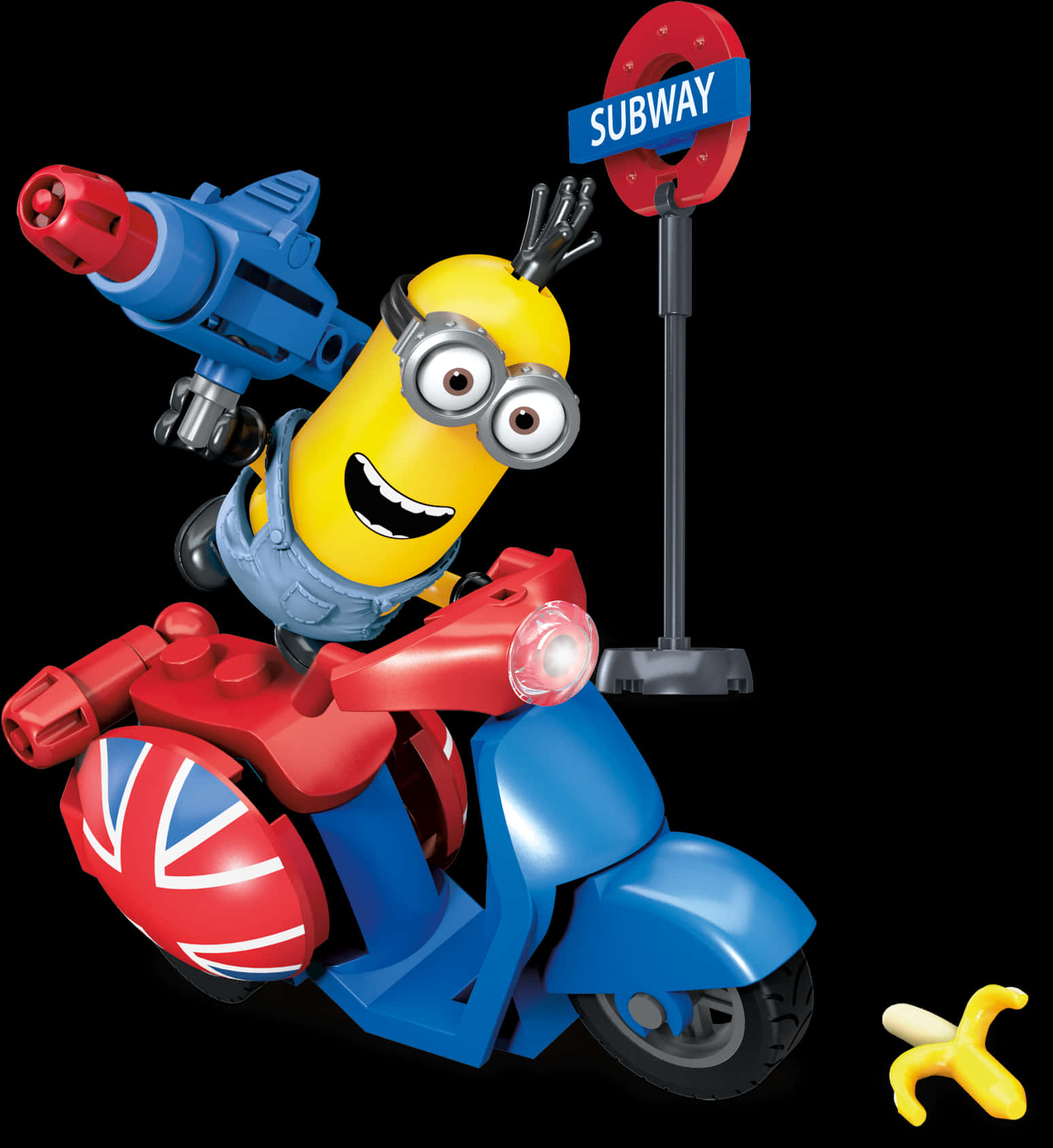 Minionon Scooterwith Blasterand Subway Sign