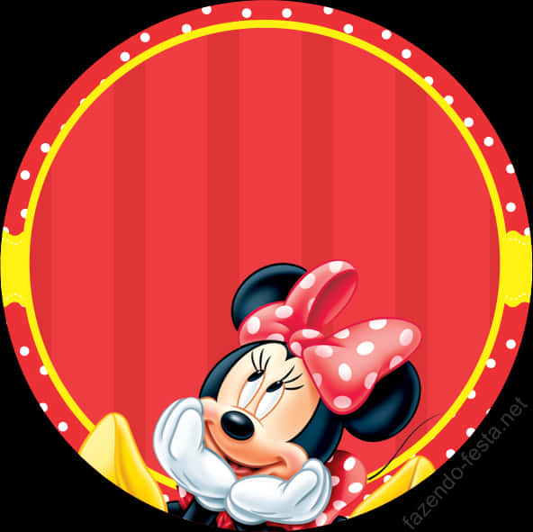 Minnie Mouse Red Background Circle