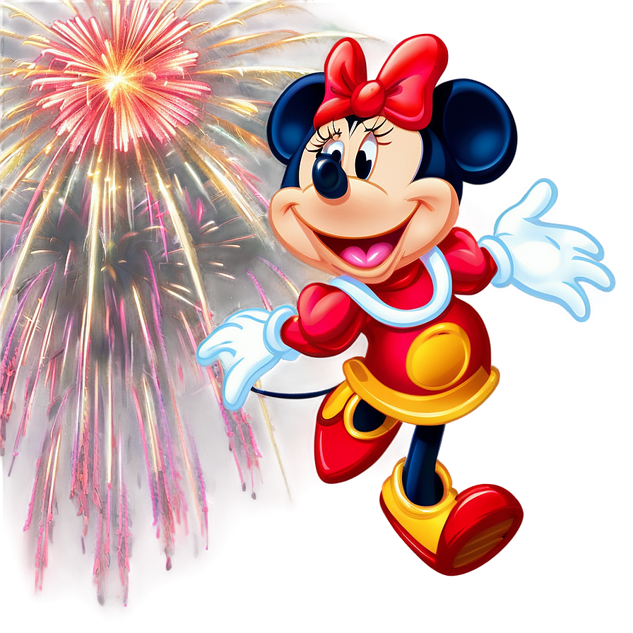 Minnie Mouse With Fireworks Png 05032024