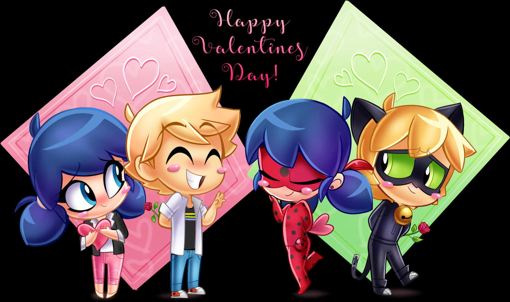 Miraculous Ladybug Valentines Day Celebration PNG with transparent background