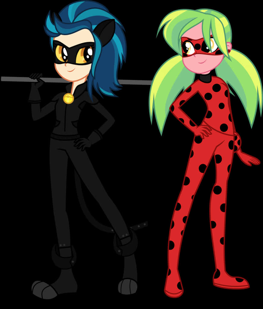 Miraculous_ Ladybug_and_ Cat_ Noir_ Animated_ Characters PNG with transparent background