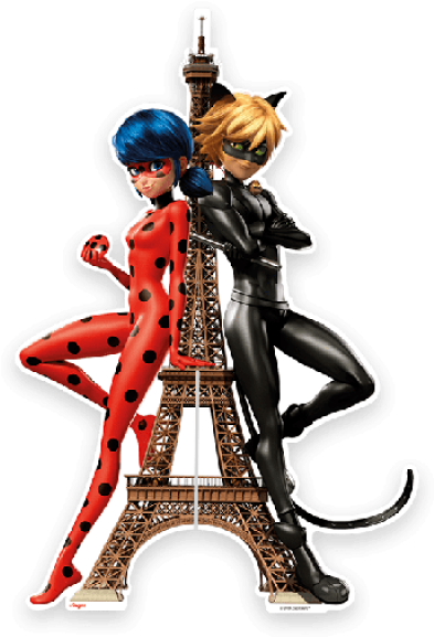 Miraculous Ladybugand Cat Noir Eiffel Tower Pose