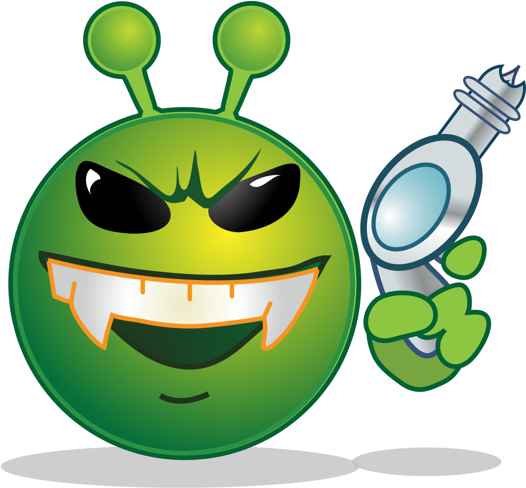 Mischievous Alien Emoji Holding Magnifying Glass