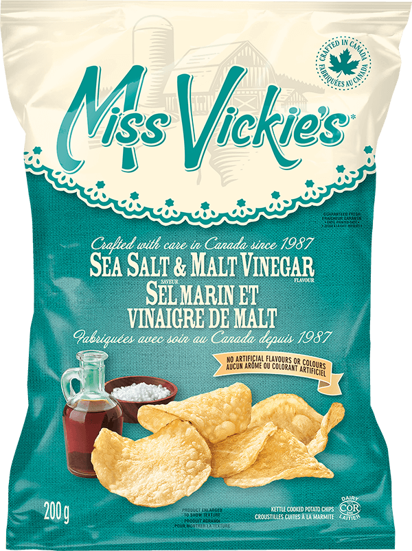 Miss Vickies Sea Salt Malt Vinegar Chips PNG with transparent background