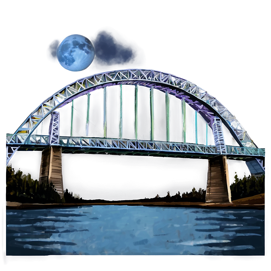 Mississippi River Bridge Night Png Nxm