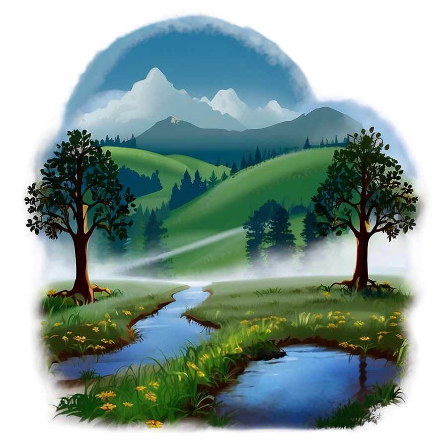 Mist Over Meadows PNG 1 PNG with transparent background